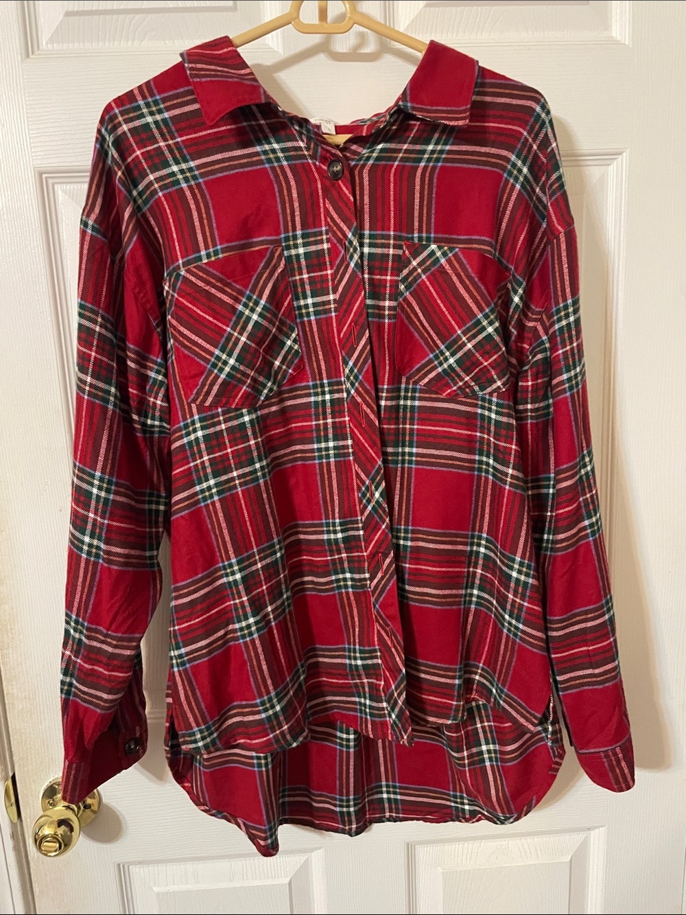 Maurices Red Plaid Button-Down Shirt